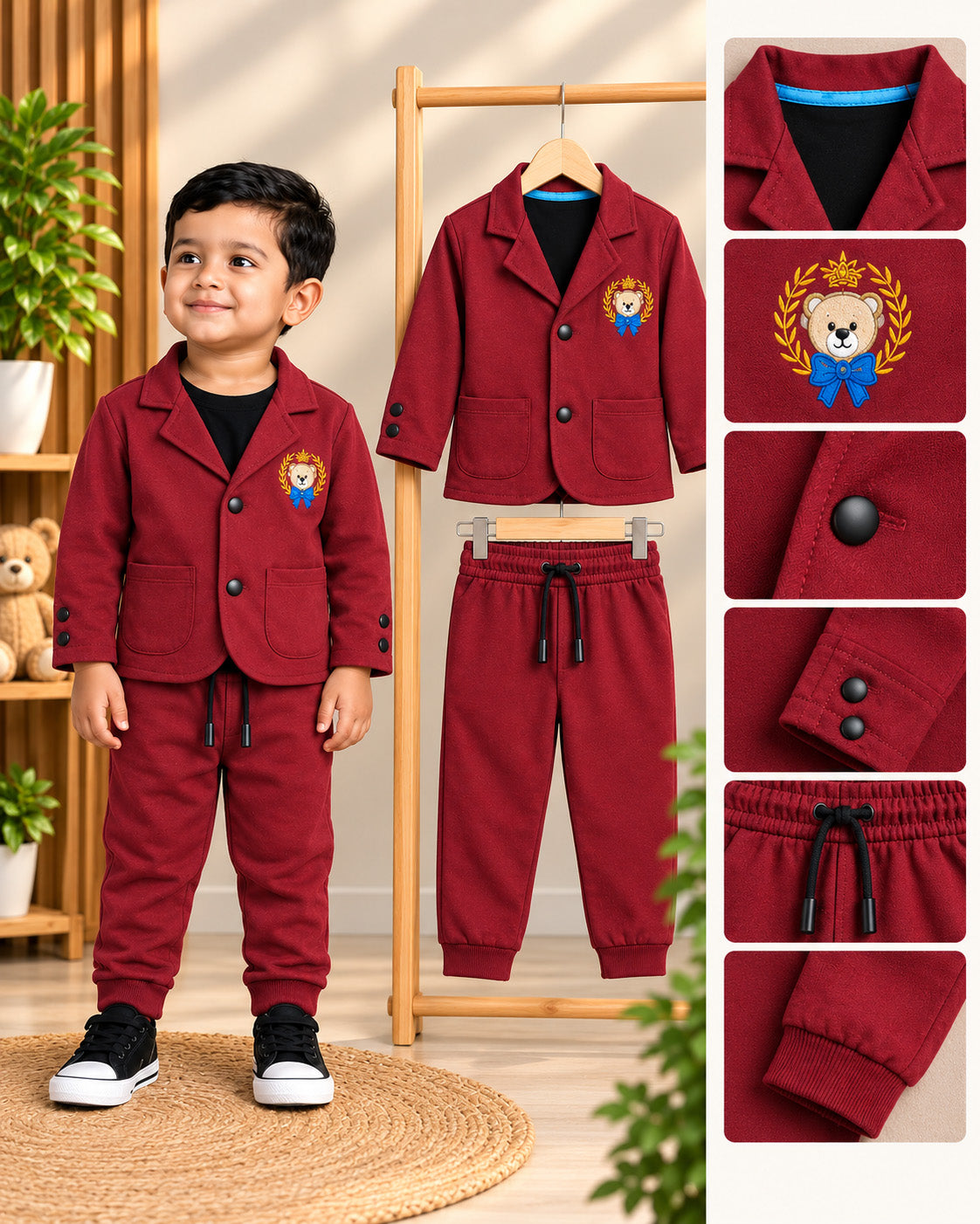 Boys Premium Blazer & Trousers Set (Maroon)