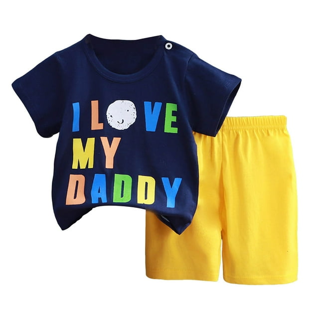 Baby & Kids  Navy Blue Cartoon  Printed T-shirt Set (3mths-6yrs)-0151