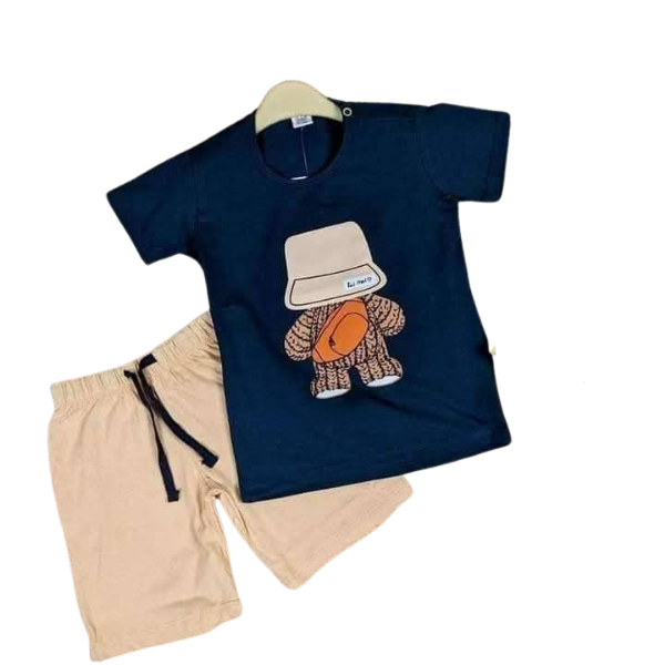 Baby & Kids  Navy Blue Cartoon  Printed T-shirt Set (3mths-6yrs)-0053