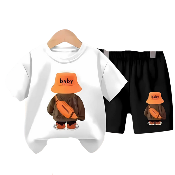Kids Trendy Cartoon Printed T-Shirt & Shorts 2pcs Set (3mths-6yrs)-0054