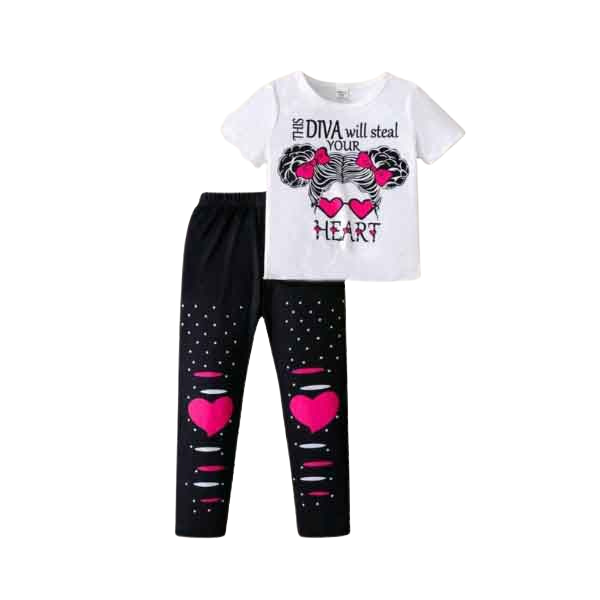 Baby & Kids 2pcs  Printed T-shirt & Full Pant(3mths-12yrs)-0060