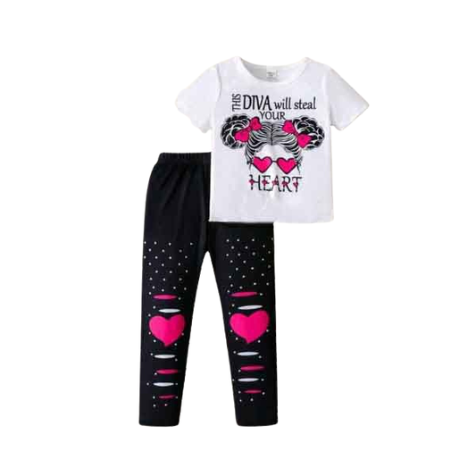 Baby & Kids 2pcs  Printed T-shirt & Full Pant(3mths-12yrs)-0060