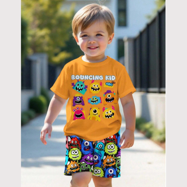 Baby & Kids 2pcs  Printed T-shirt Set (3mths-7yrs)-0128