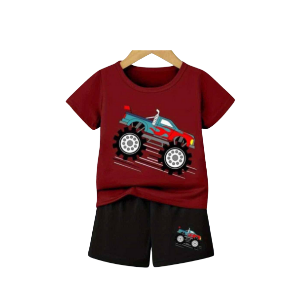 Boys Monster Truck Printed T-Shirt with Matching Shorts 2pcs Set (3mths-6yrs)-0063