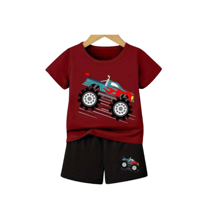 Boys Monster Truck Printed T-Shirt with Matching Shorts 2pcs Set (3mths-6yrs)-0063