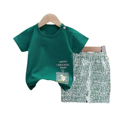 Boy Green T-Shirt & Matching Shorts 2Pcs Set (3mths-6yrs)-0065