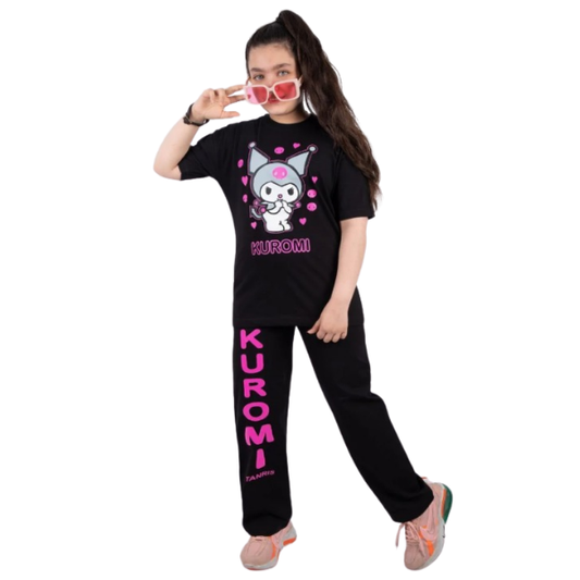 Baby & Kids 2pcs Kuromi  Printed T-shirt  & Full Pant (1yrs-8yrs)-0096
