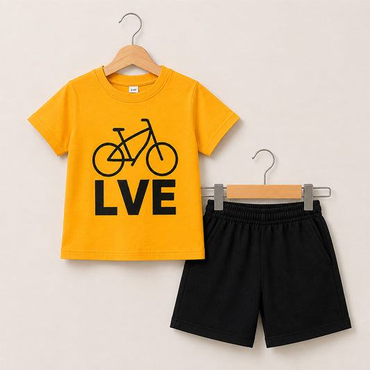 Girls Bow Printed T-Shirt Set 045