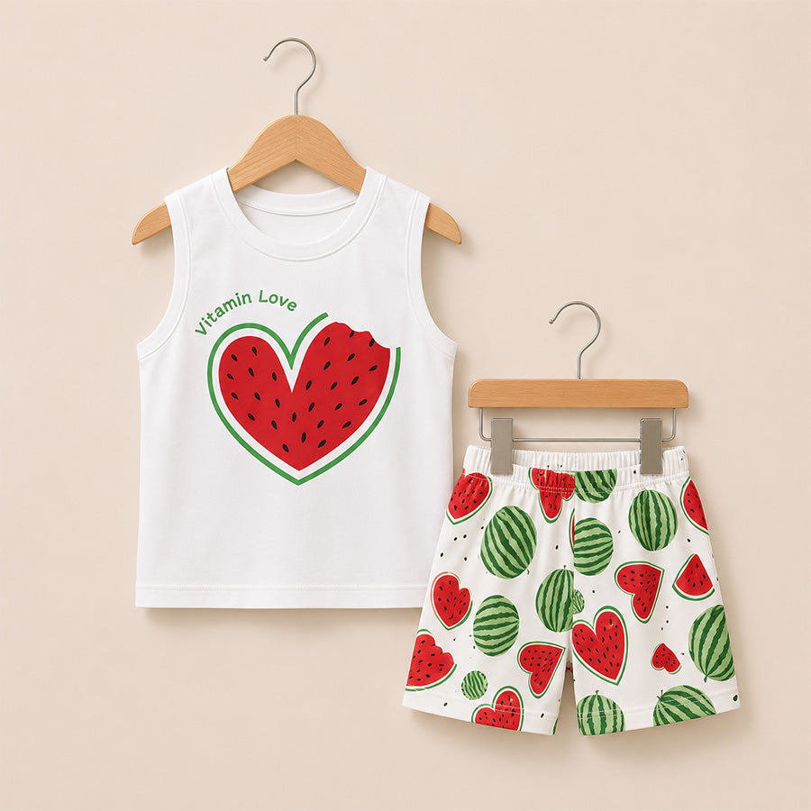 Girls Bow Printed T-Shirt Set 037
