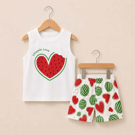 Girls Bow Printed T-Shirt Set 037
