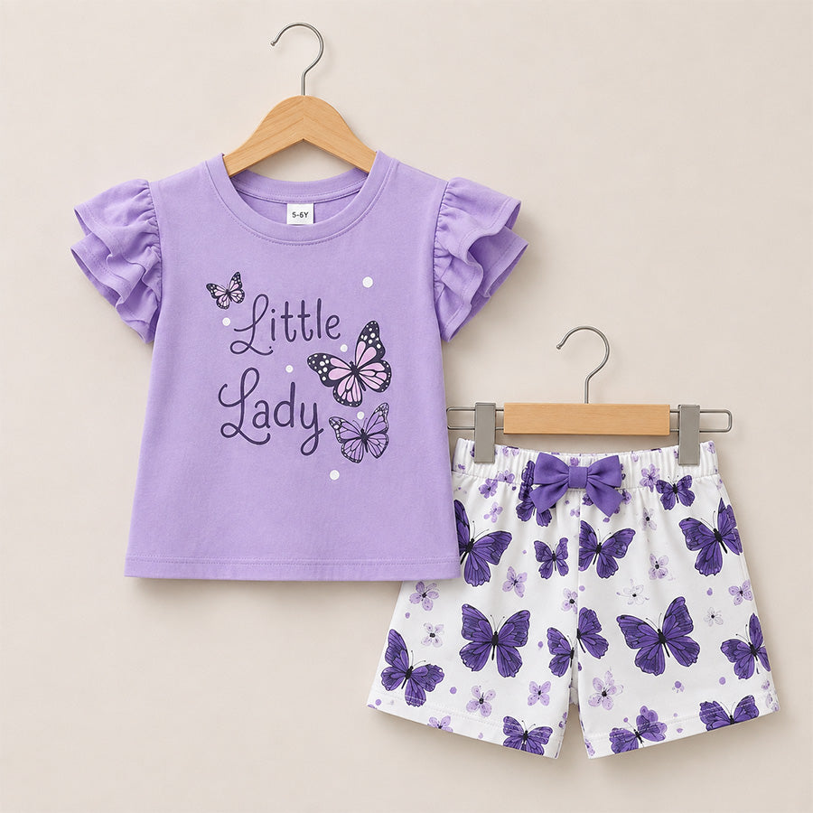 Girls Little Lady Printed Outfit Set 016