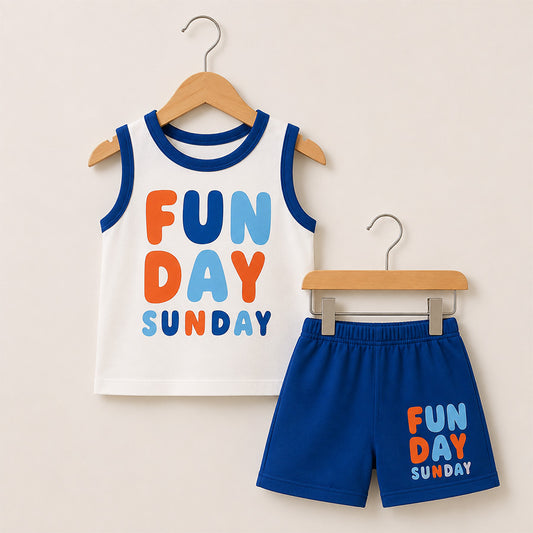 Boys Fun Day Sunday Printed T-shirt Set 033