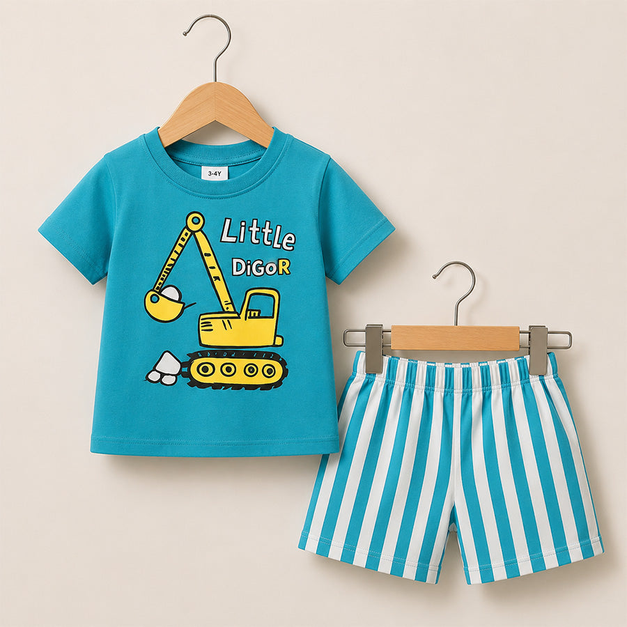 Boys Little Digor Printed T-Shirt & Pnat Set 024
