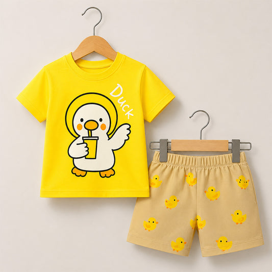 Girls Bow Printed T-Shirt Set 048