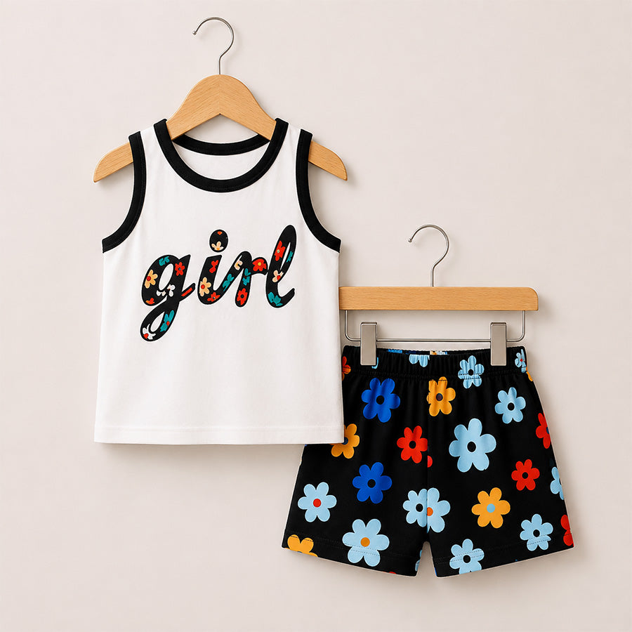 Floral Girl Tank and Shorts Set 043