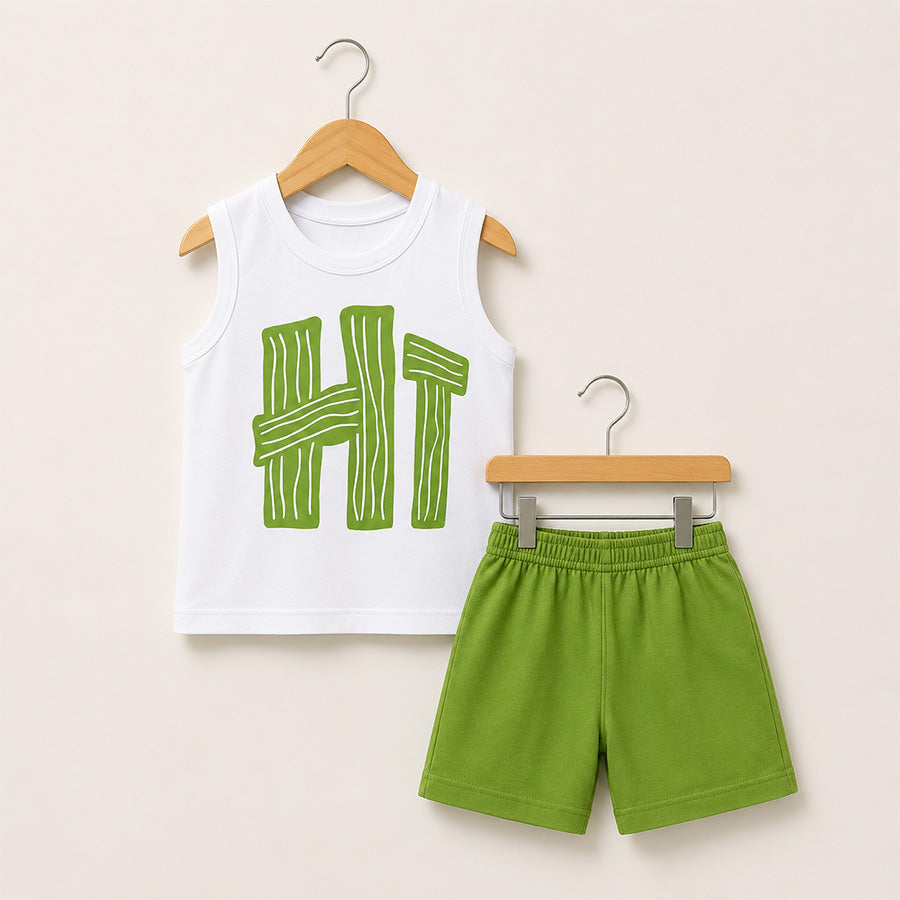Lucky Day Green and Gray Outfit Set 063
