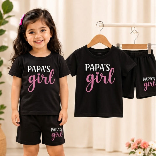 Girls Papa’s Girl Printed T-Shirt & Shorts Set 143