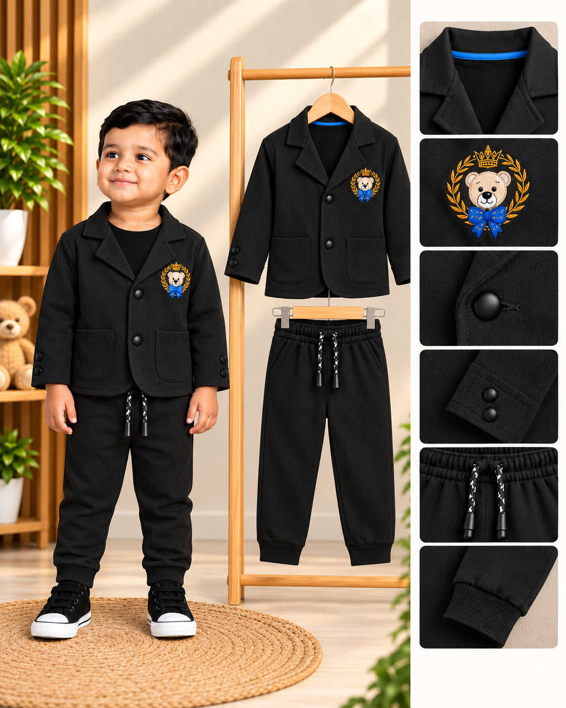 Boys Premium Blazer & Trousers Set (Black)