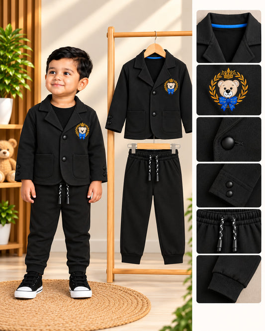 Boys Premium Blazer & Trousers Set (Black)
