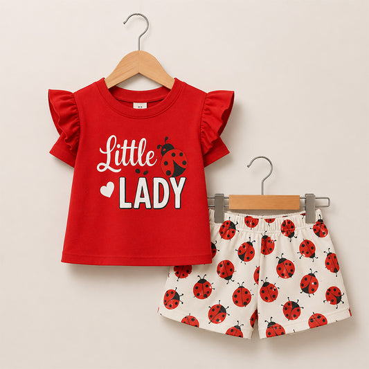 Girls Little Ladybug Outfit Set 009