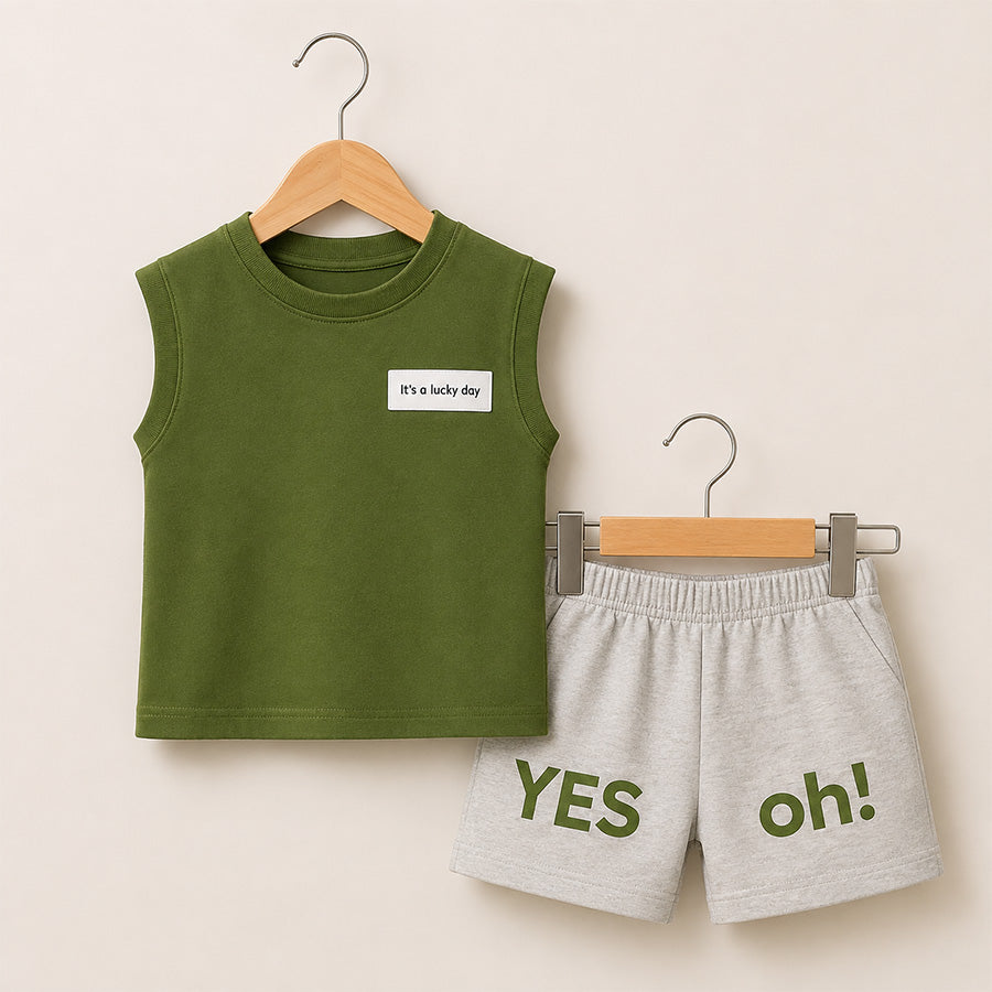 Lucky Day Green and Gray Outfit Set 050