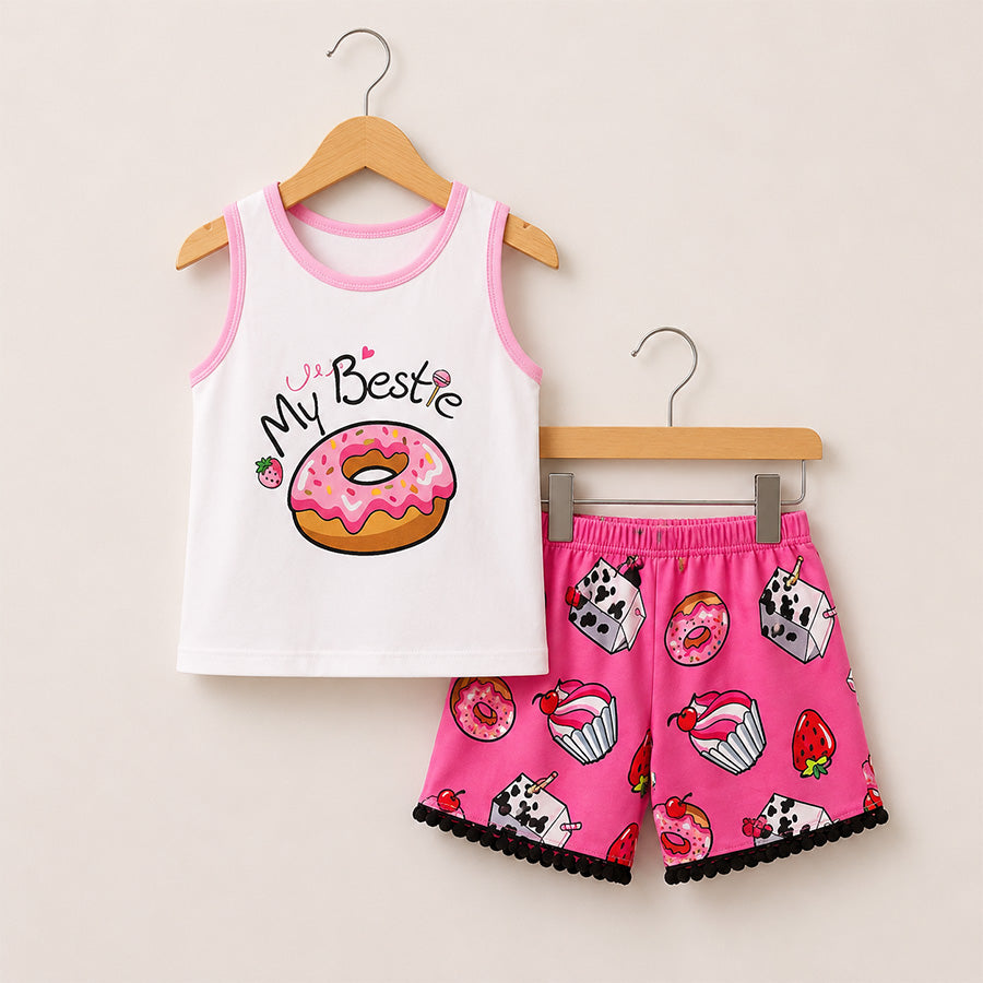 Kids My Bestie Donut T-shirt & Shorts Set 012