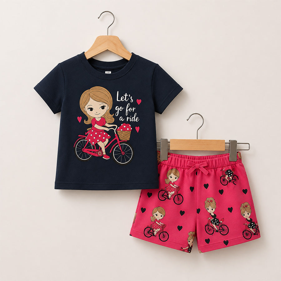 Navy Bicycle Girl Outfit Set 052