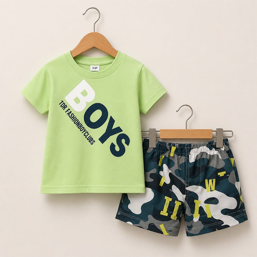 Boys Pastel Color T-Shirt 7 Shorts Set 011