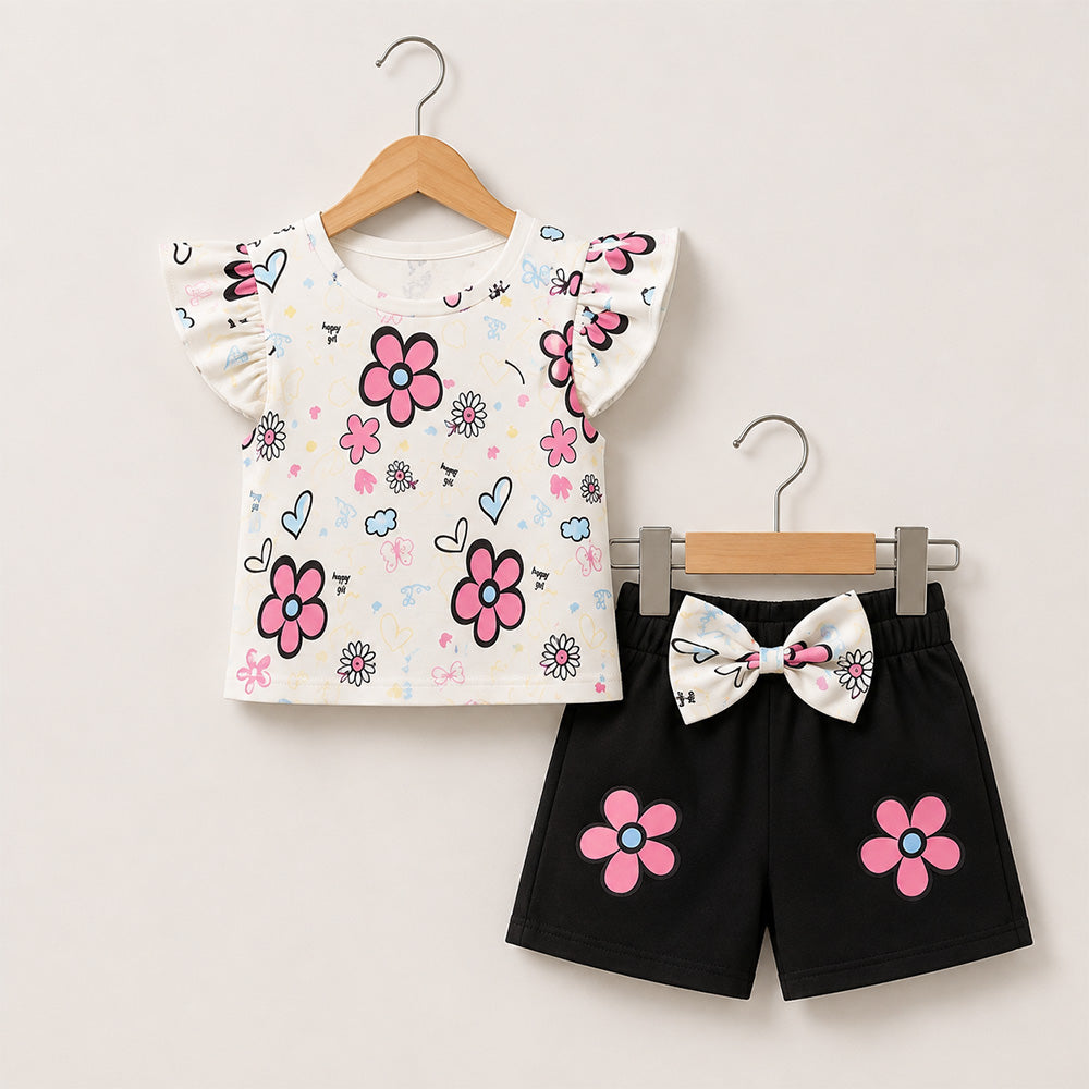 Girls’ Floral Outfit Flat Lay Set 095
