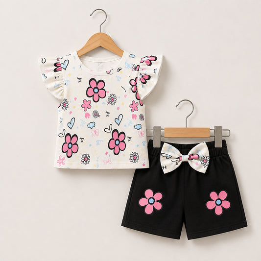 Girls’ Floral Outfit Flat Lay Set 095