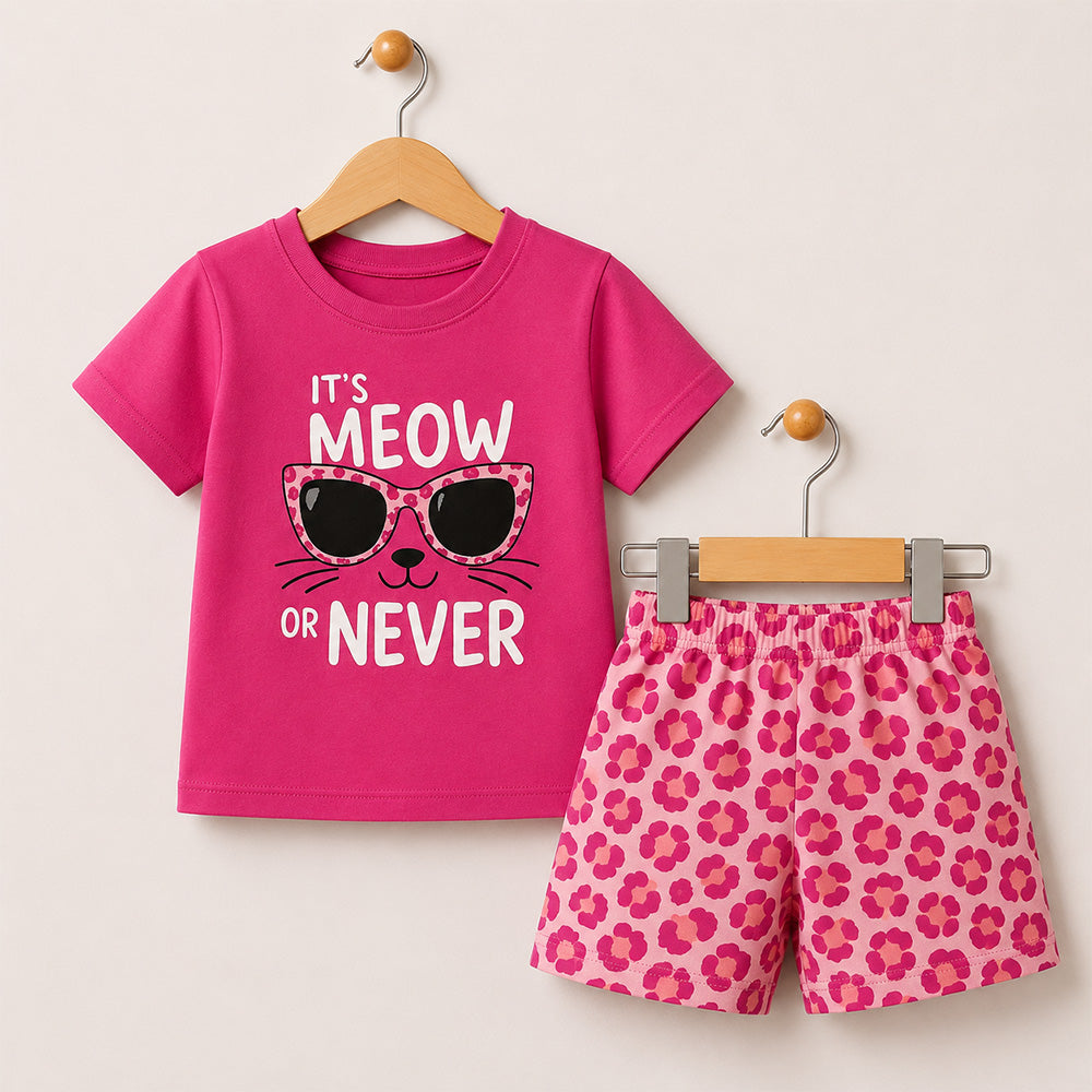Playful Pink Meow Outfit Set 107