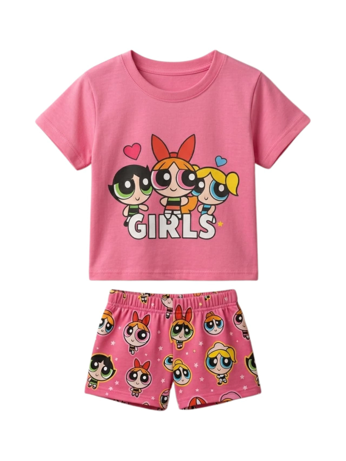 Powerpuff Girls Printed Kids T-Shirt & Shorts Set 138