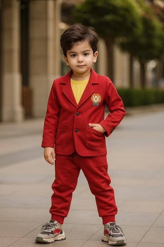 Boys Premium Blazer & Trousers Set (Red)