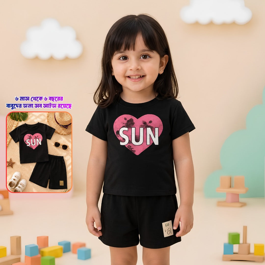 Girls SUN & Love Printed T-shirt Set 133