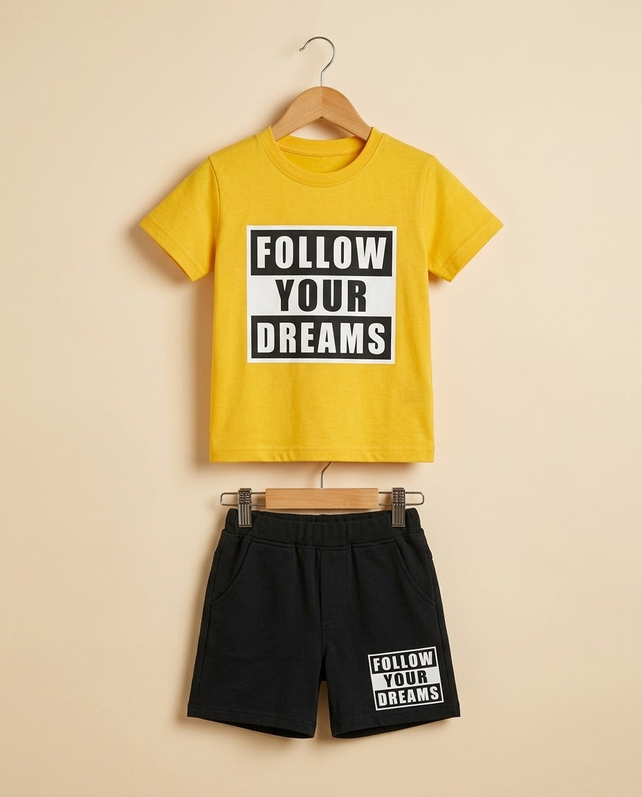 Follow yours dreams T-Shirt and Shorts Set 046