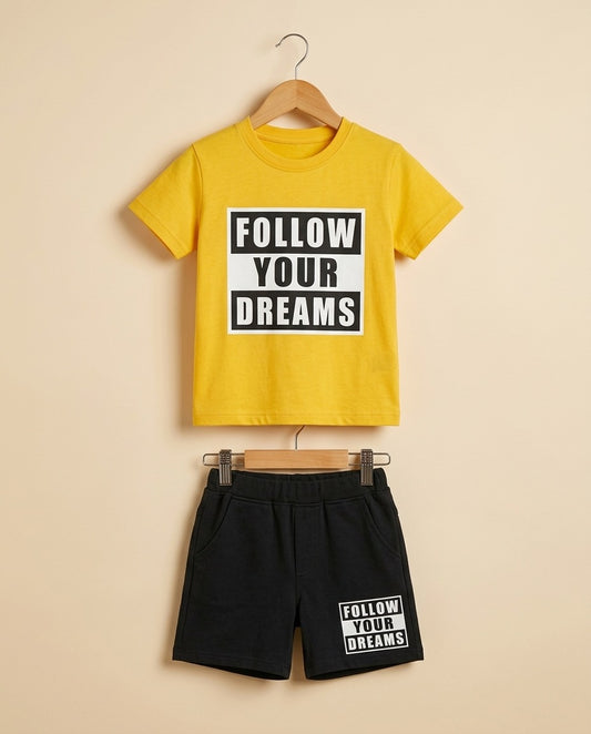 Follow yours dreams T-Shirt and Shorts Set 046