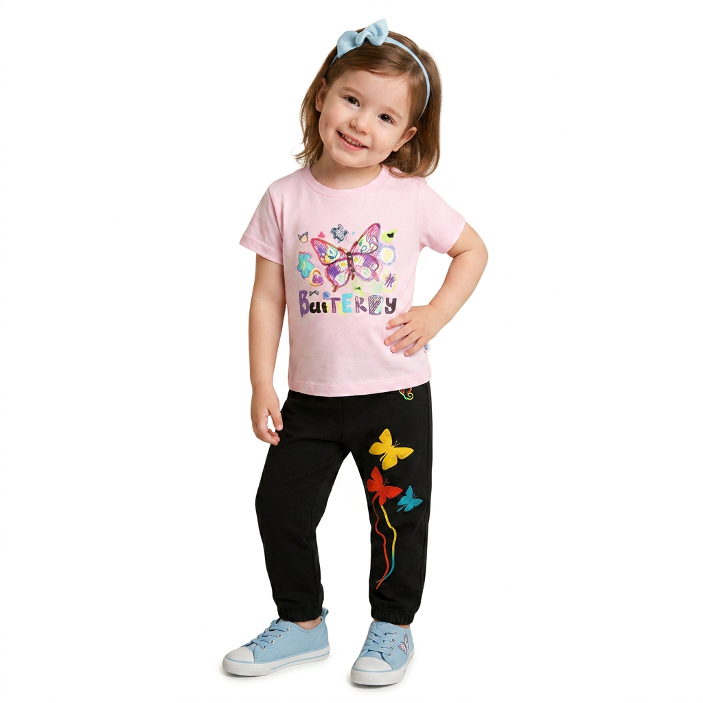 Baby & Kids 2pcs  Printed T-shirt  & Full Pant (3mths-12yrs)-0094