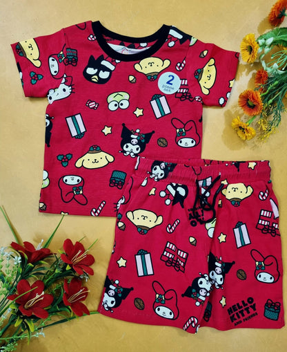 Boys & Girls Printed T-shirt & Pant 5set Combo Set